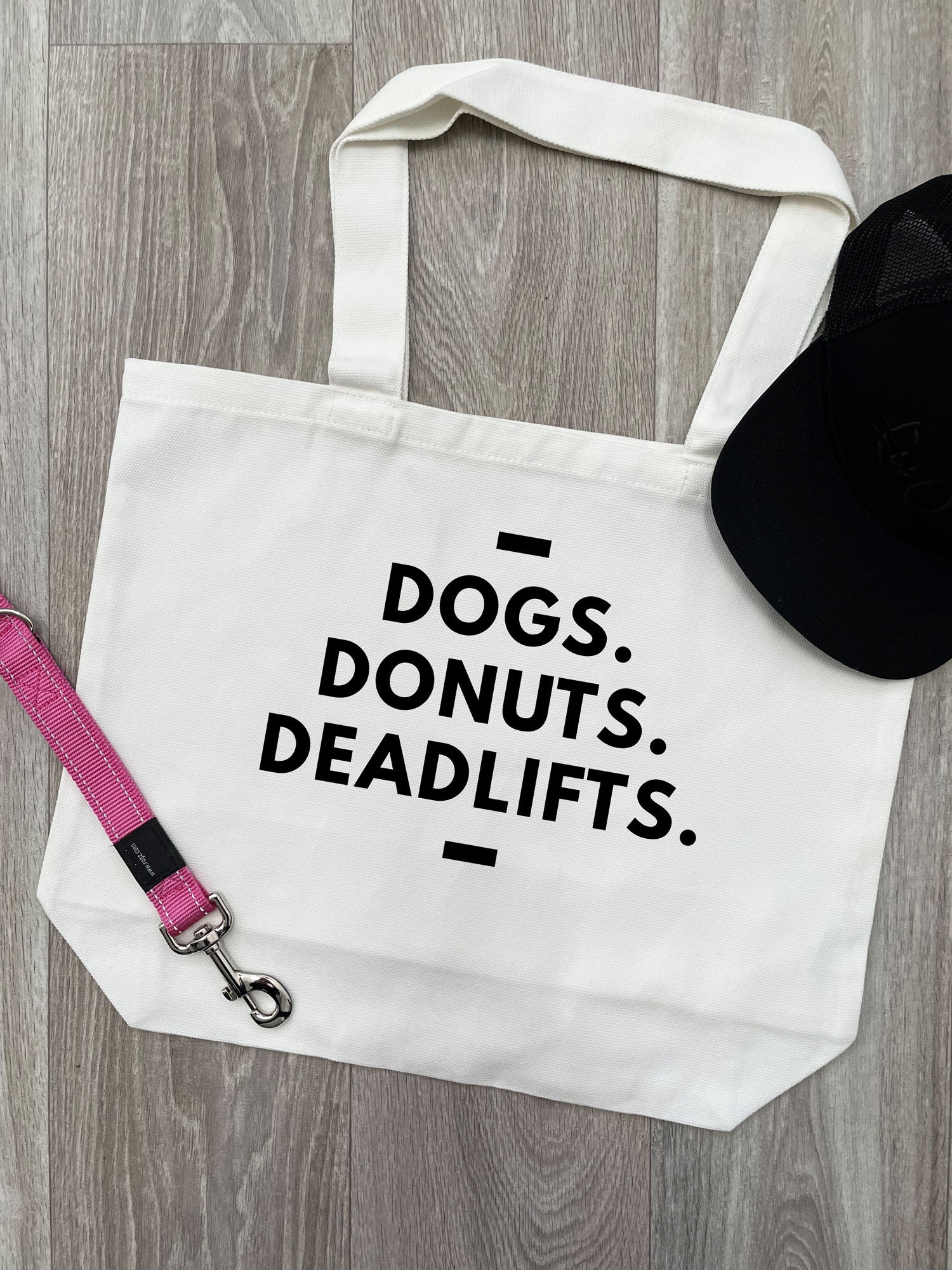 Dogs. Donuts. Deadlifts. Stella Tote Bag