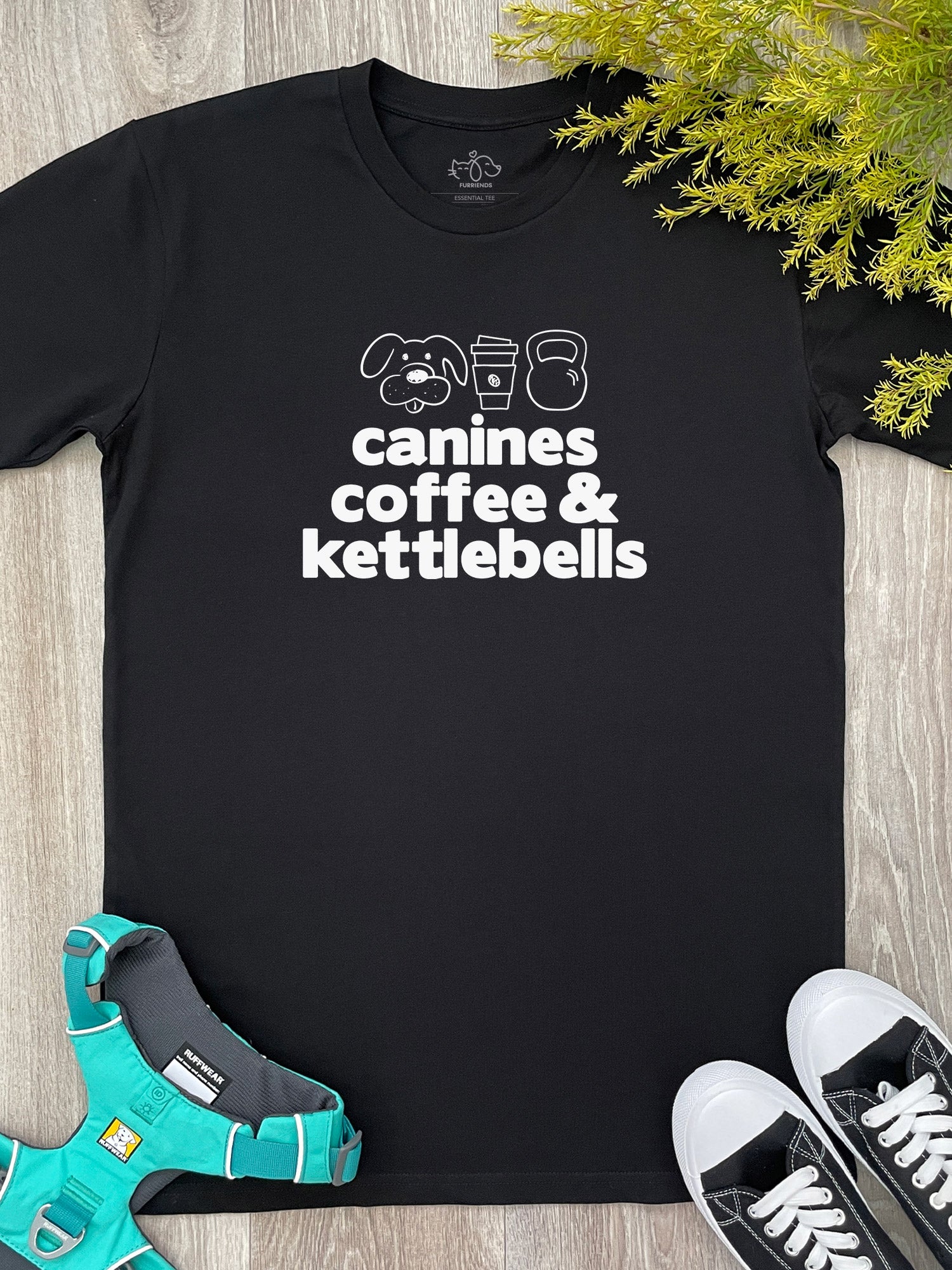 Canines, Coffee & Kettlebells Essential Unisex Tee