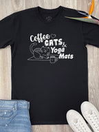 Coffee, Cats & Yoga Mats Essential Unisex Tee