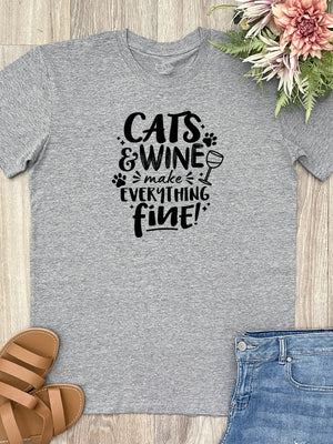 Cats & Wine Make Everything Fine Essential Unisex Tee
