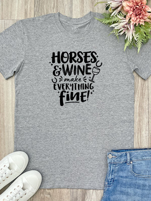 Horses & Wine Make Everything Fine Essential Unisex Tee