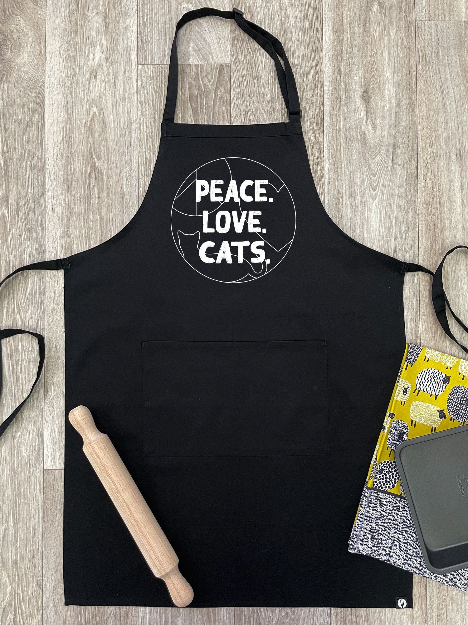 Peace. Love. Cats. Bib Apron