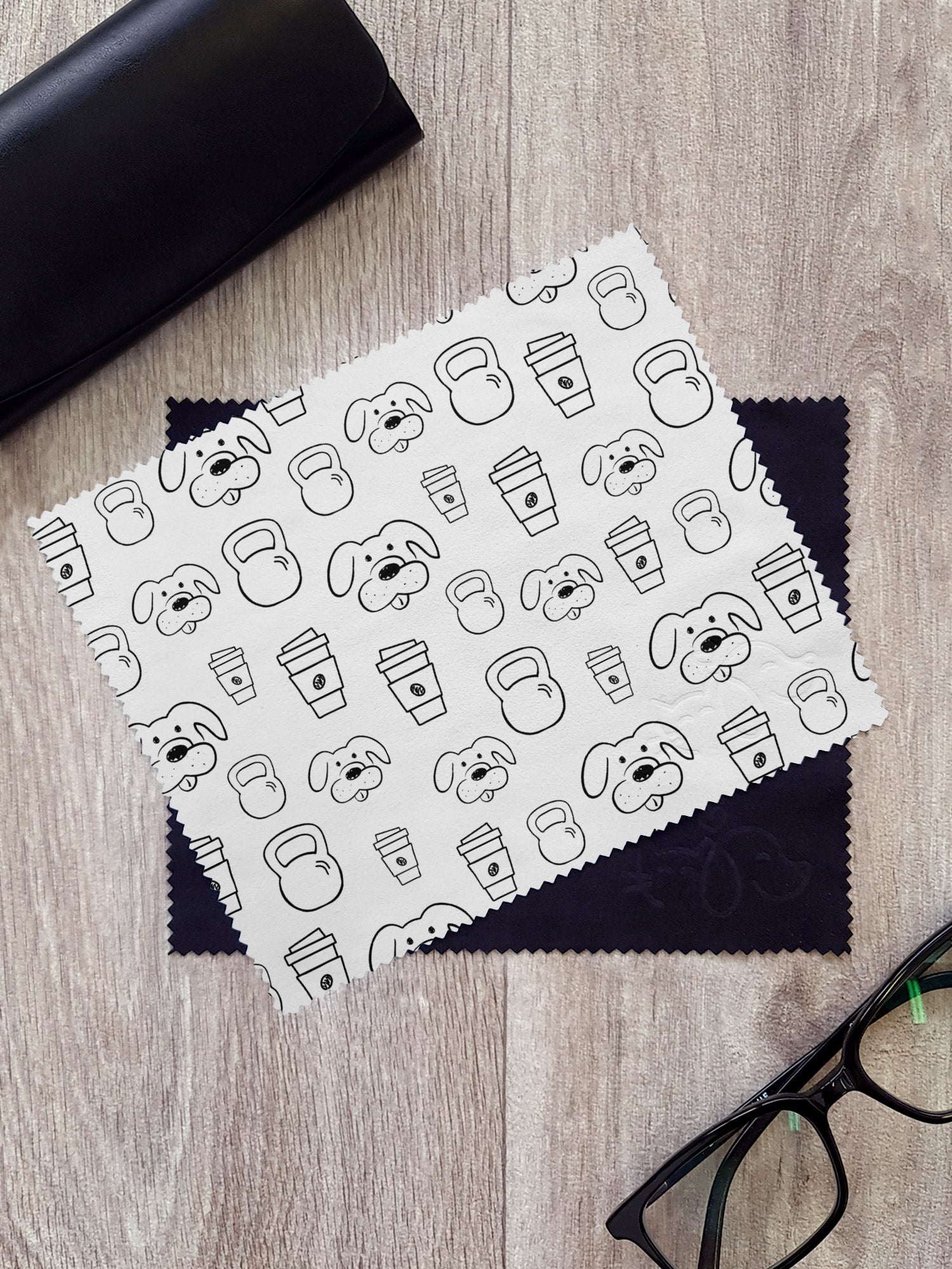 Canines, Coffee & Kettlebells Microfibre Suede Glasses Cleaning Cloths (Twinpack)