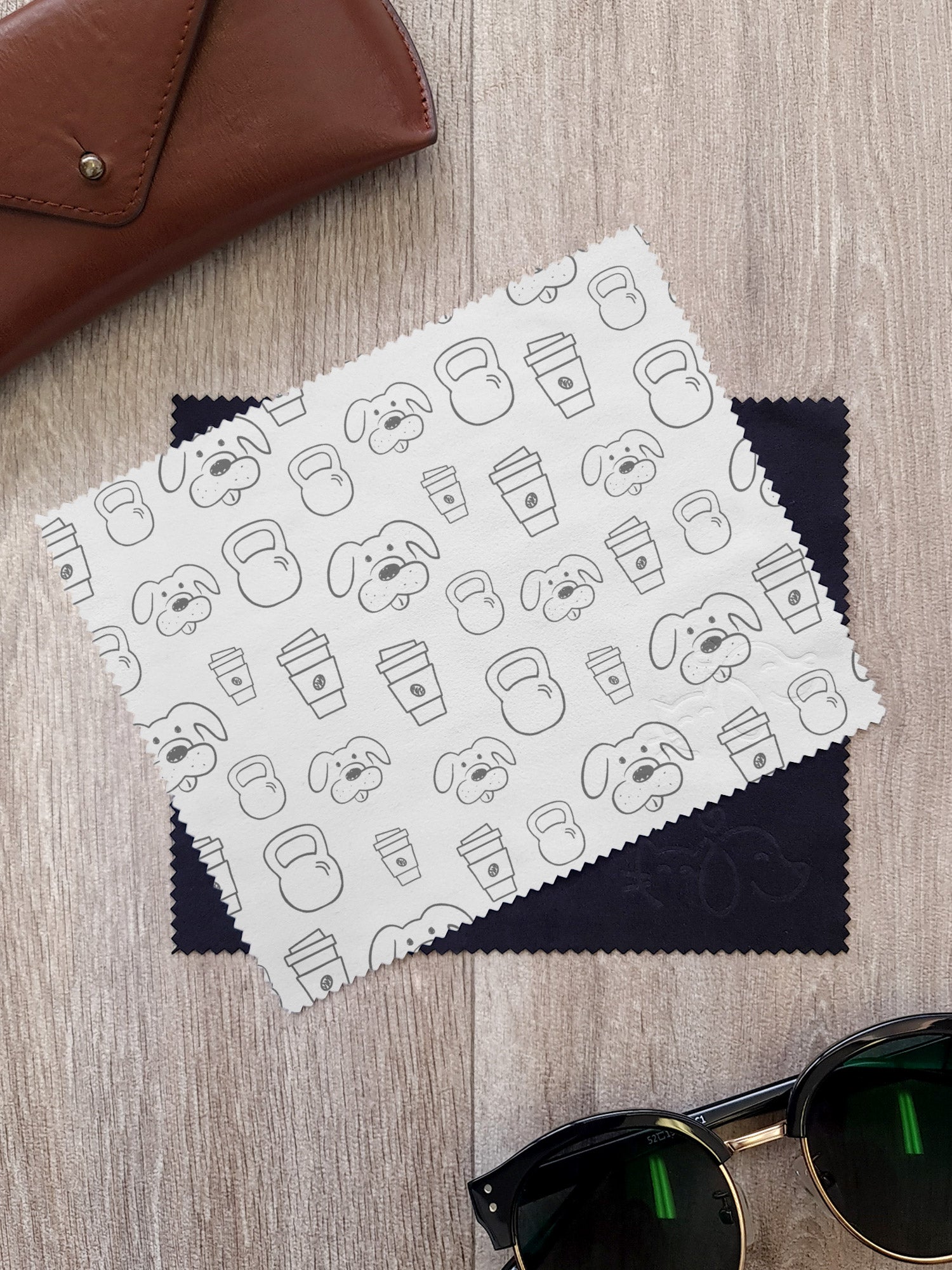 Canines, Coffee & Kettlebells Microfibre Suede Glasses Cleaning Cloths (Twinpack)