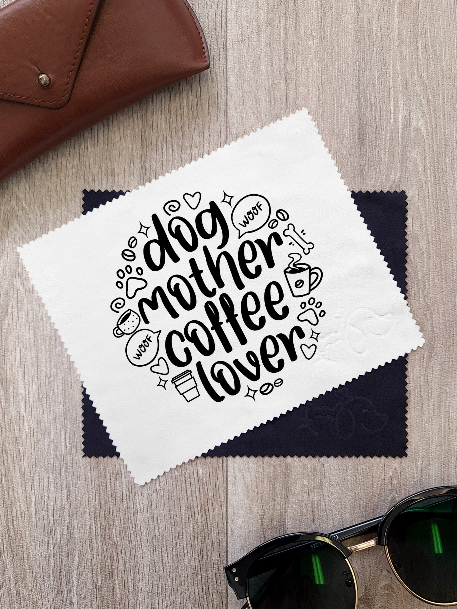 Dog Mother Coffee Lover Microfibre Suede Glasses Cleaning Cloths (Twinpack)