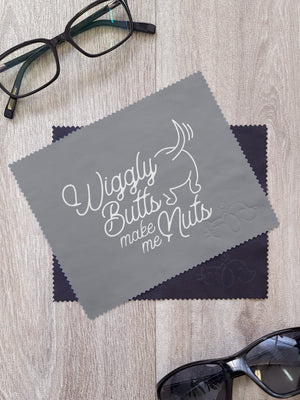 Wiggly Butts Make Me Nuts Microfibre Suede Glasses Cleaning Cloths (Twinpack)