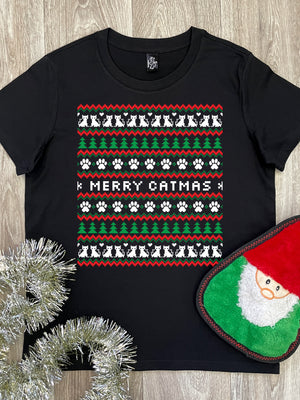 Merry Catmas Ugly Sweater Ava Women's Regular Fit Tee