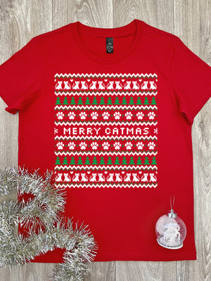 Merry Catmas Ugly Sweater Ava Women's Regular Fit Tee