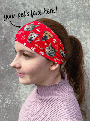 Custom Pet Face Festive Theme Eco Performance Headband