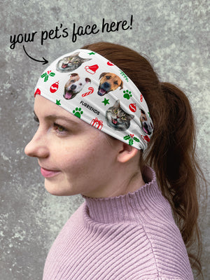 Custom Pet Face Festive Theme Eco Performance Headband