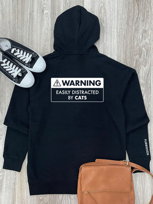 Warning Sign! Easily Distracted By Cats Zip Front Hoodie
