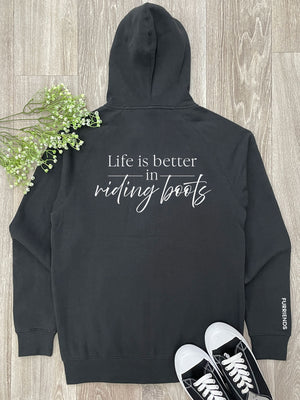 Life Is Better In Riding Boots Zip Front Hoodie