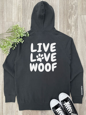 Live Love Woof Zip Front Hoodie