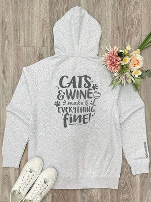 Cats & Wine Make Everything Fine Zip Front Hoodie