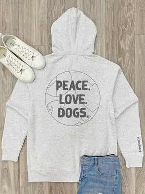 Peace. Love. Dogs. Zip Front Hoodie