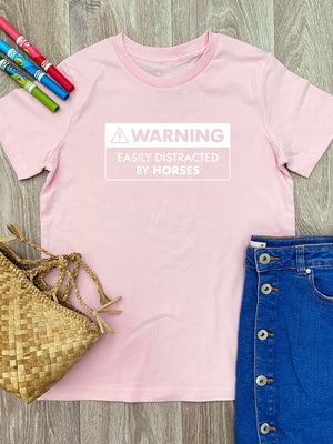 Warning Sign! Easily Distracted By Horses Youth Tee