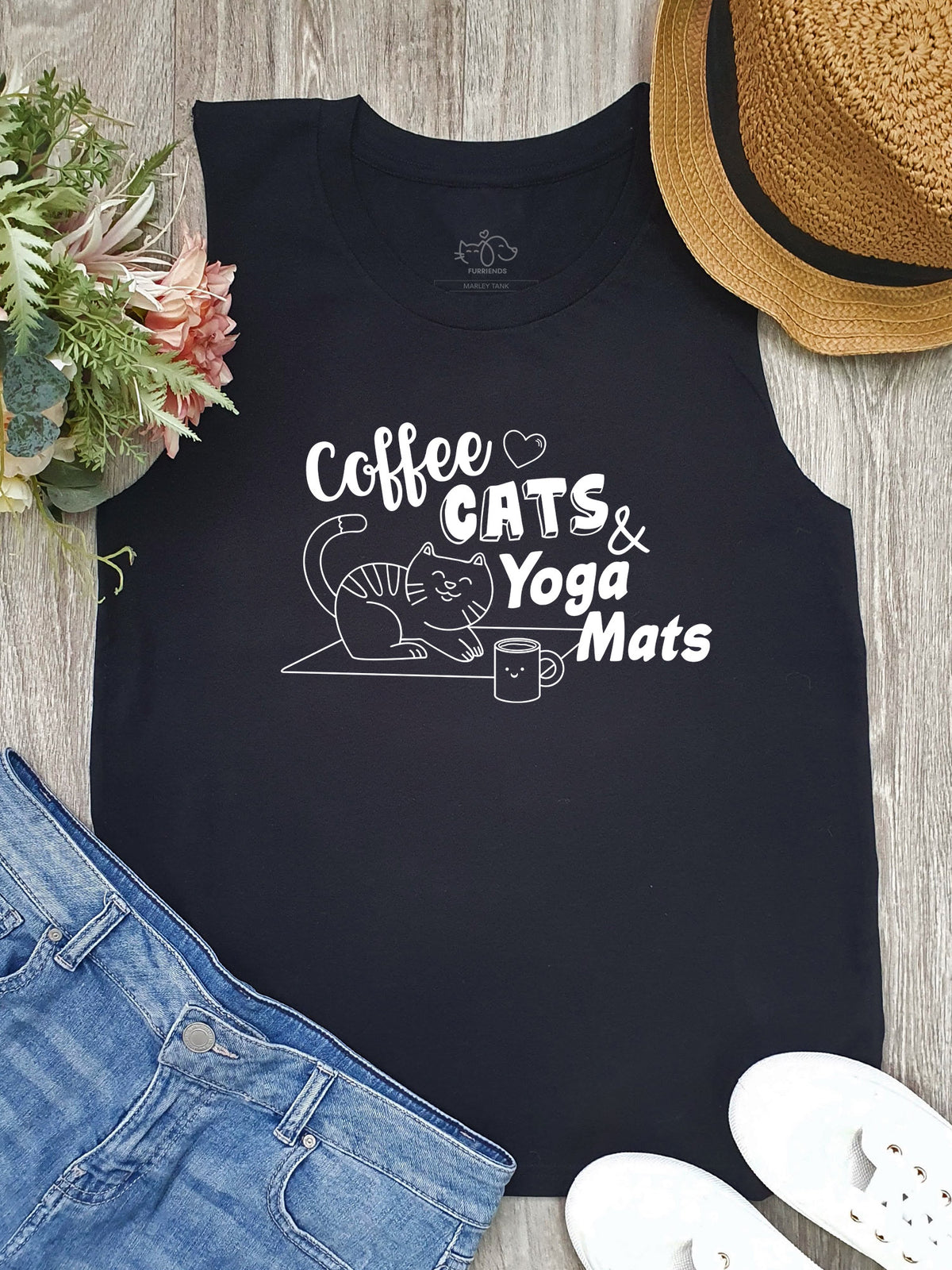 Coffee, Cats &amp; Yoga Mats Marley Tank