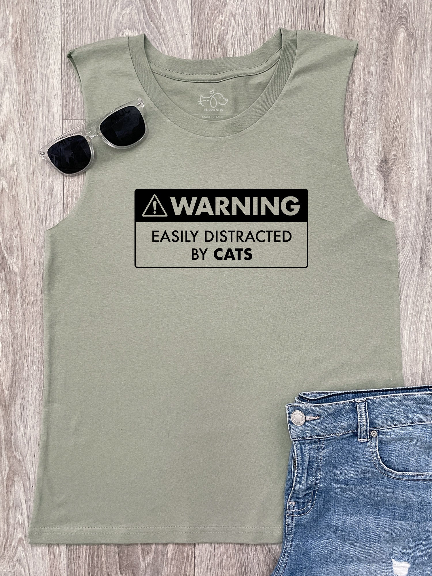 Warning Sign! Easily Distracted By... Customisable Marley Tank