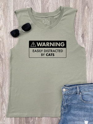 Warning Sign! Easily Distracted By Cats Marley Tank