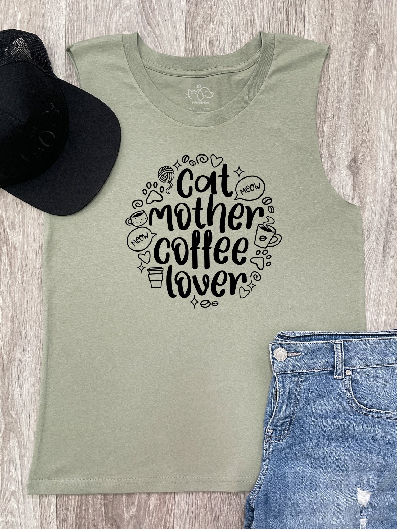 Cat Mother Coffee Lover Marley Tank