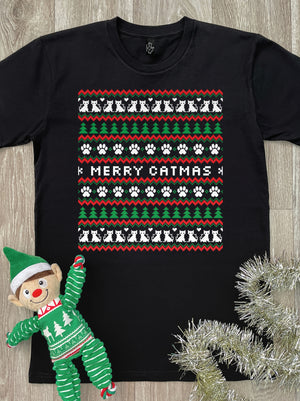 Merry Catmas Ugly Sweater Essential Unisex Tee