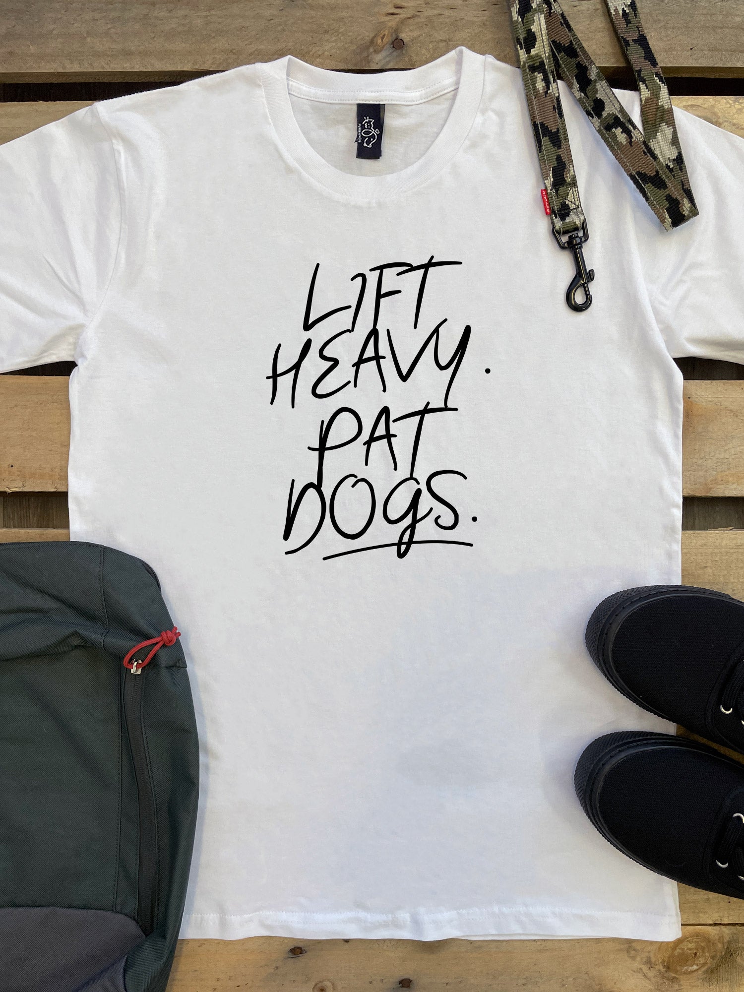 Lift Heavy. Pat Dogs. Essential Unisex Tee