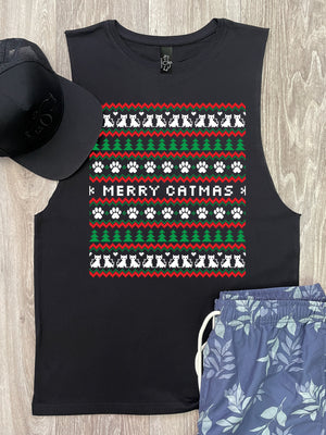 Merry Catmas Ugly Sweater Axel Drop Armhole Muscle Tank