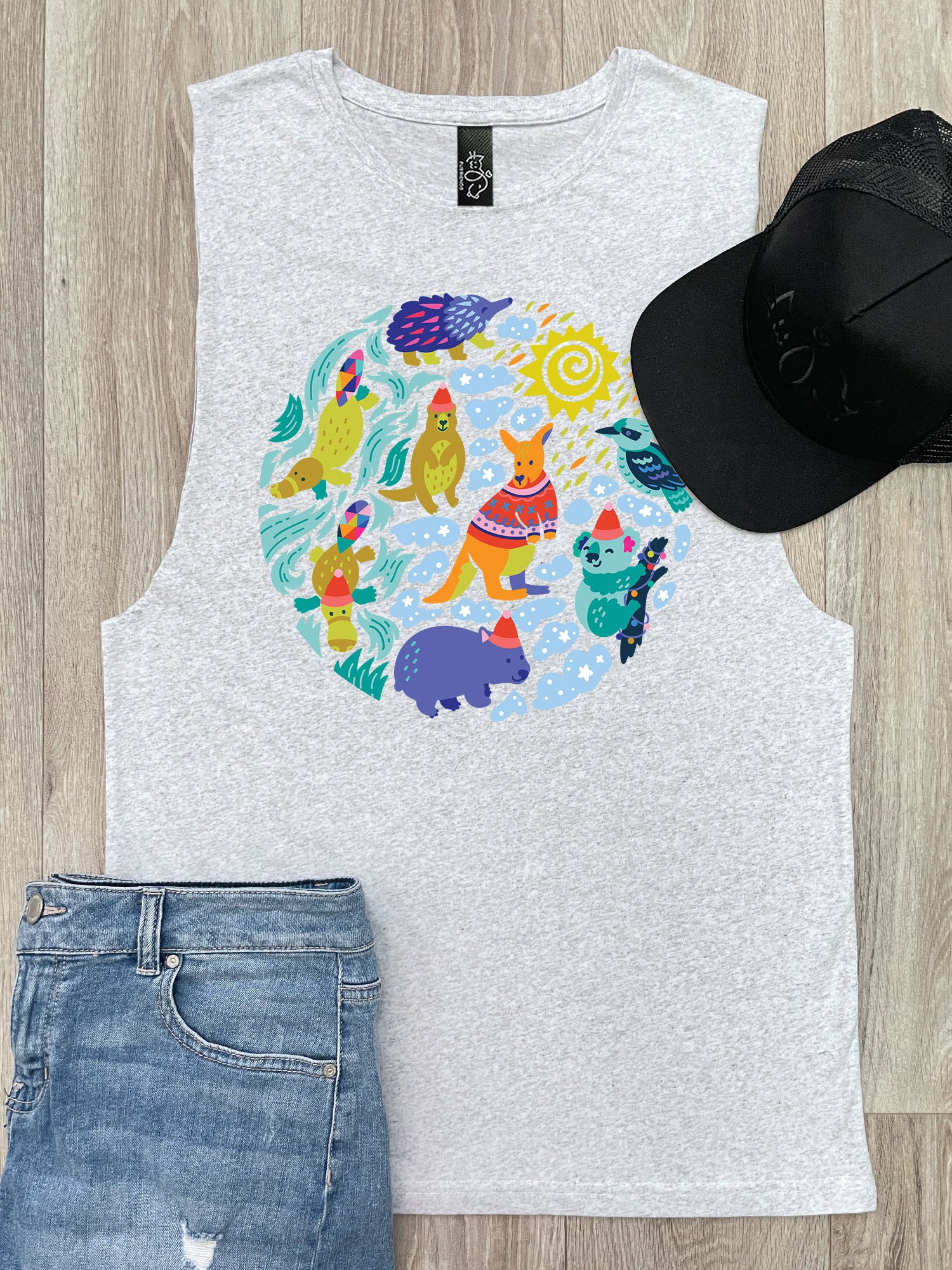 Christmas Wildlife Axel Drop Armhole Muscle Tank