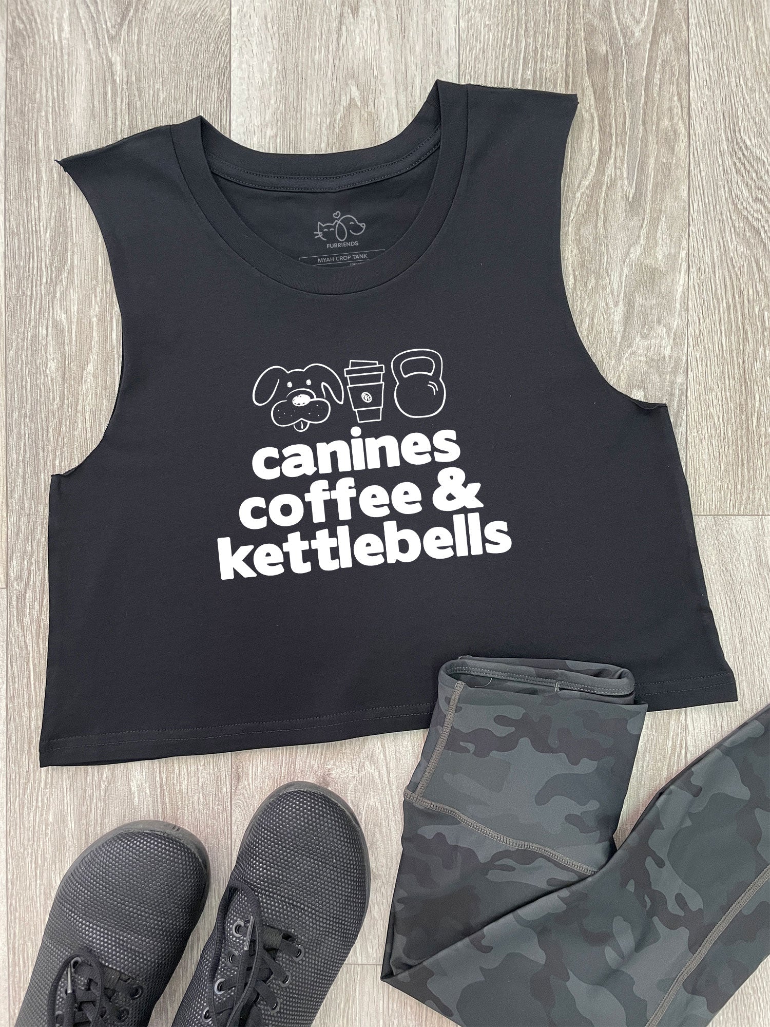 Canines, Coffee & Kettlebells Myah Crop Tank