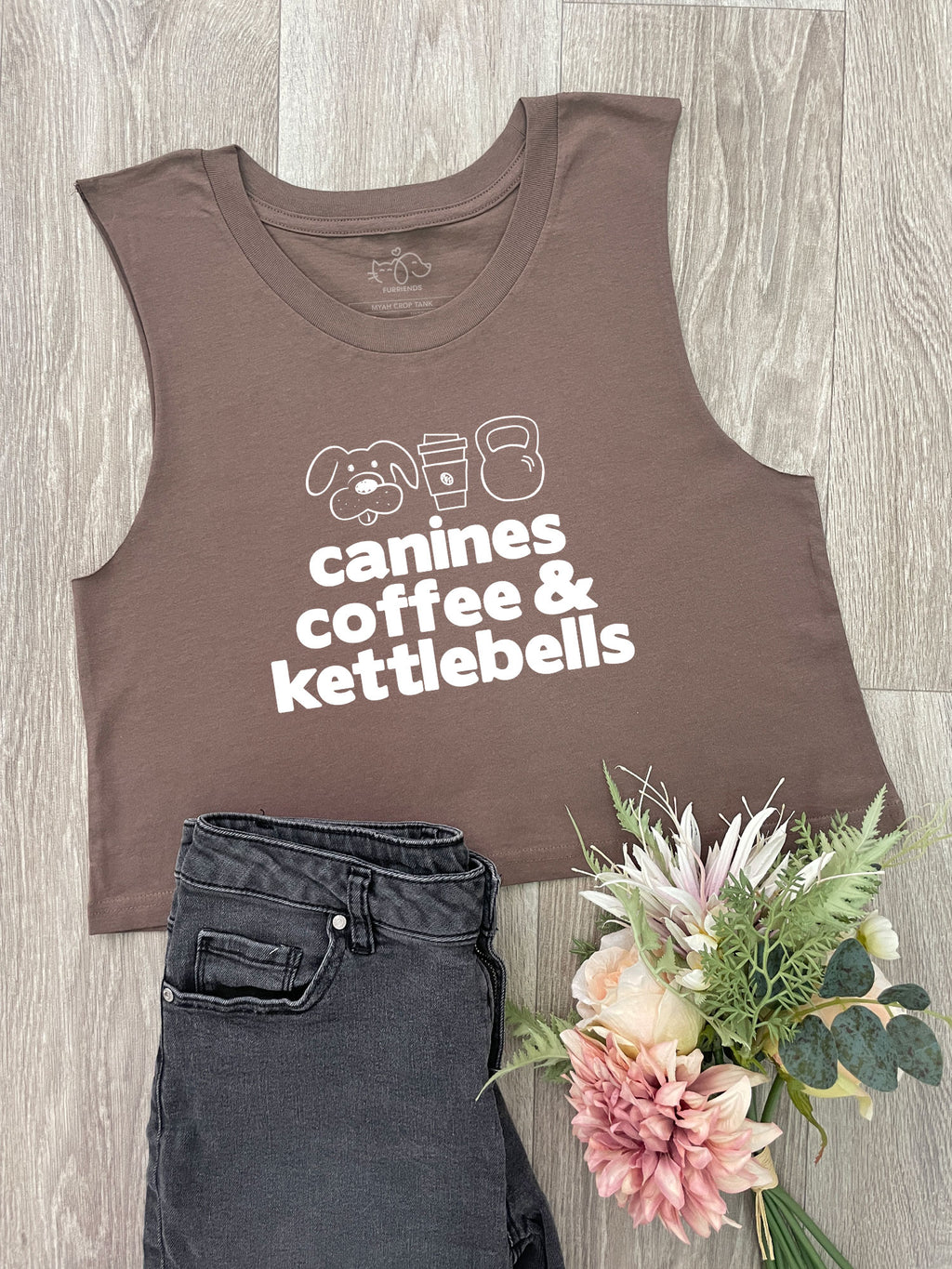 Canines, Coffee & Kettlebells Myah Crop Tank