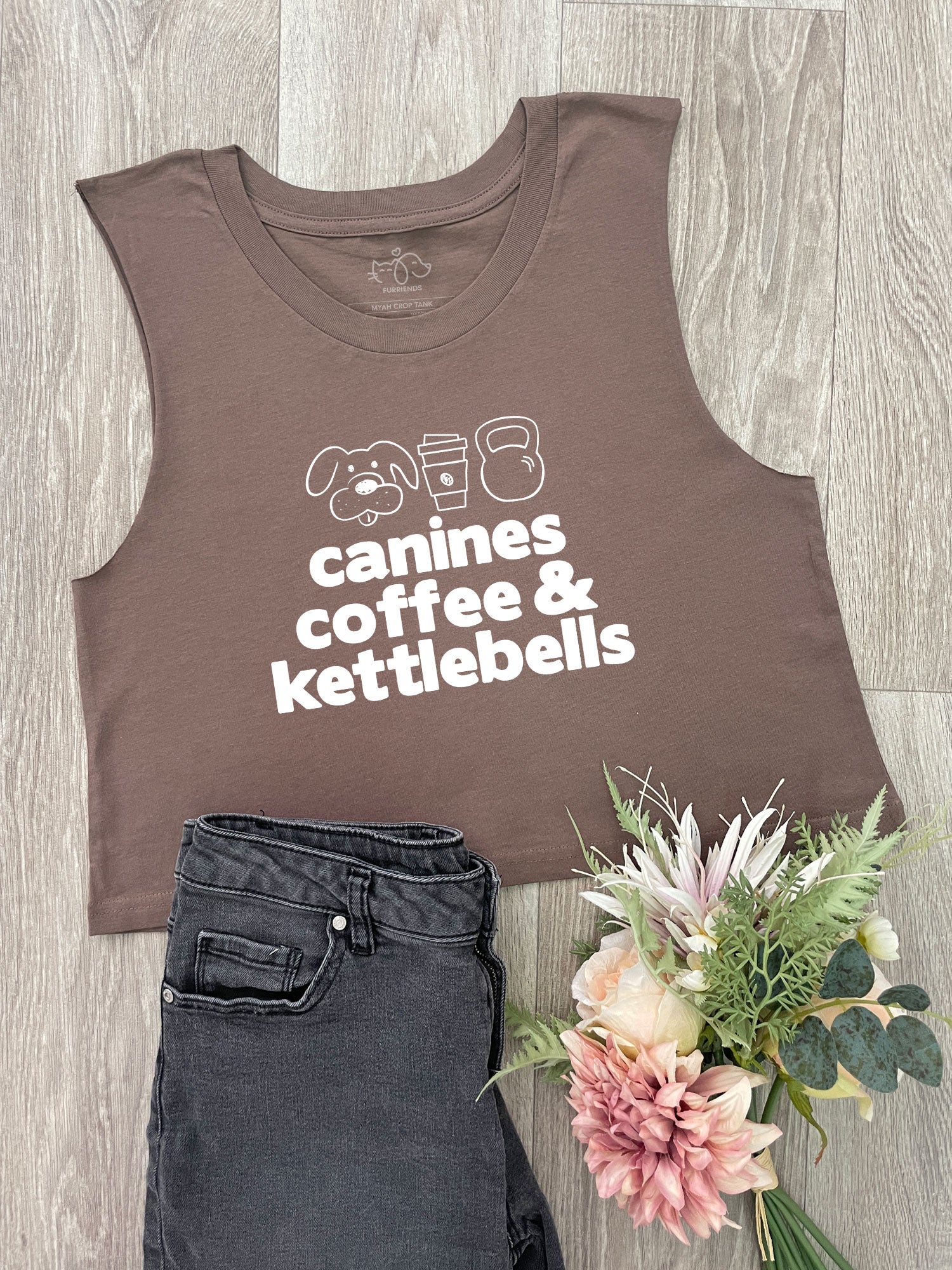 Canines, Coffee & Kettlebells Myah Crop Tank