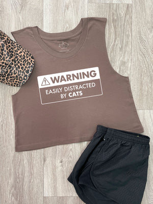 Warning Sign! Easily Distracted By Cats Myah Crop Tank