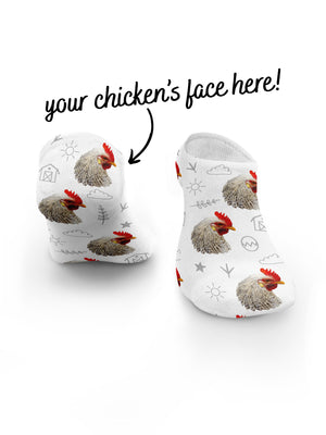 Custom Chicken Face No-Show Socks