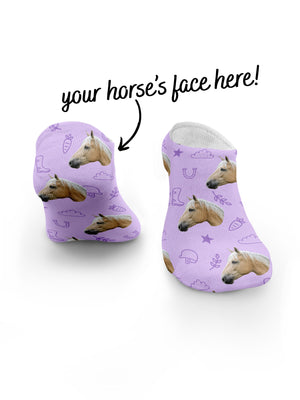 Custom Horse Face No-Show Socks