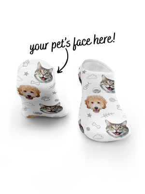 Custom Mixed Pet Face No-Show Socks