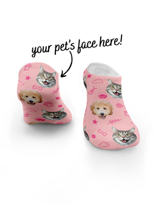 Custom Mixed Pet Face No-Show Socks