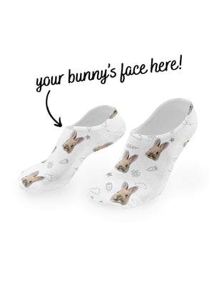 Custom Rabbit Face No-Show Socks
