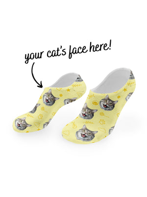 Custom Cat Face No-Show Socks
