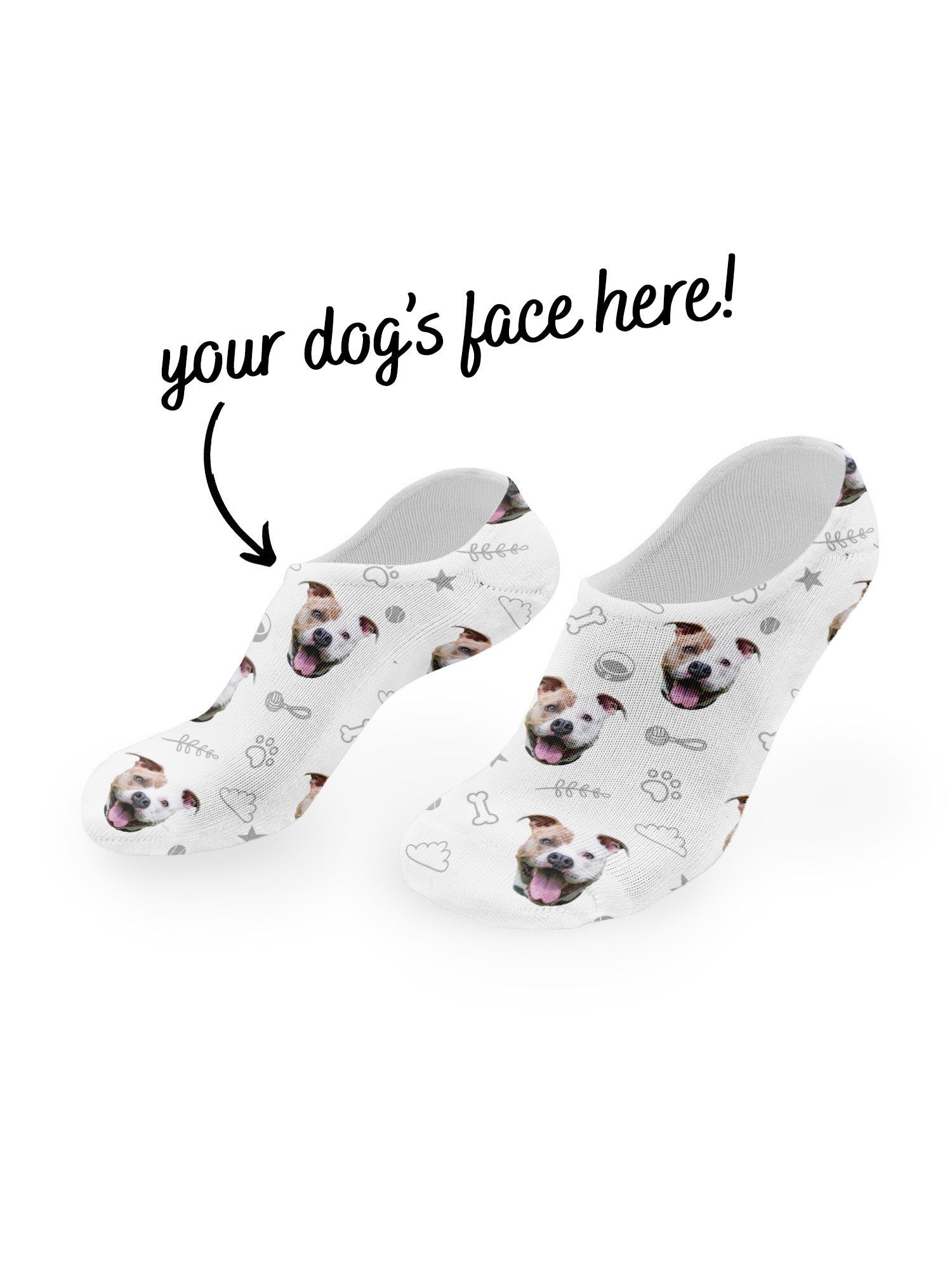 Custom Dog Face No-Show Socks
