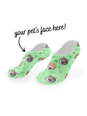 Custom Mixed Pet Face No-Show Socks