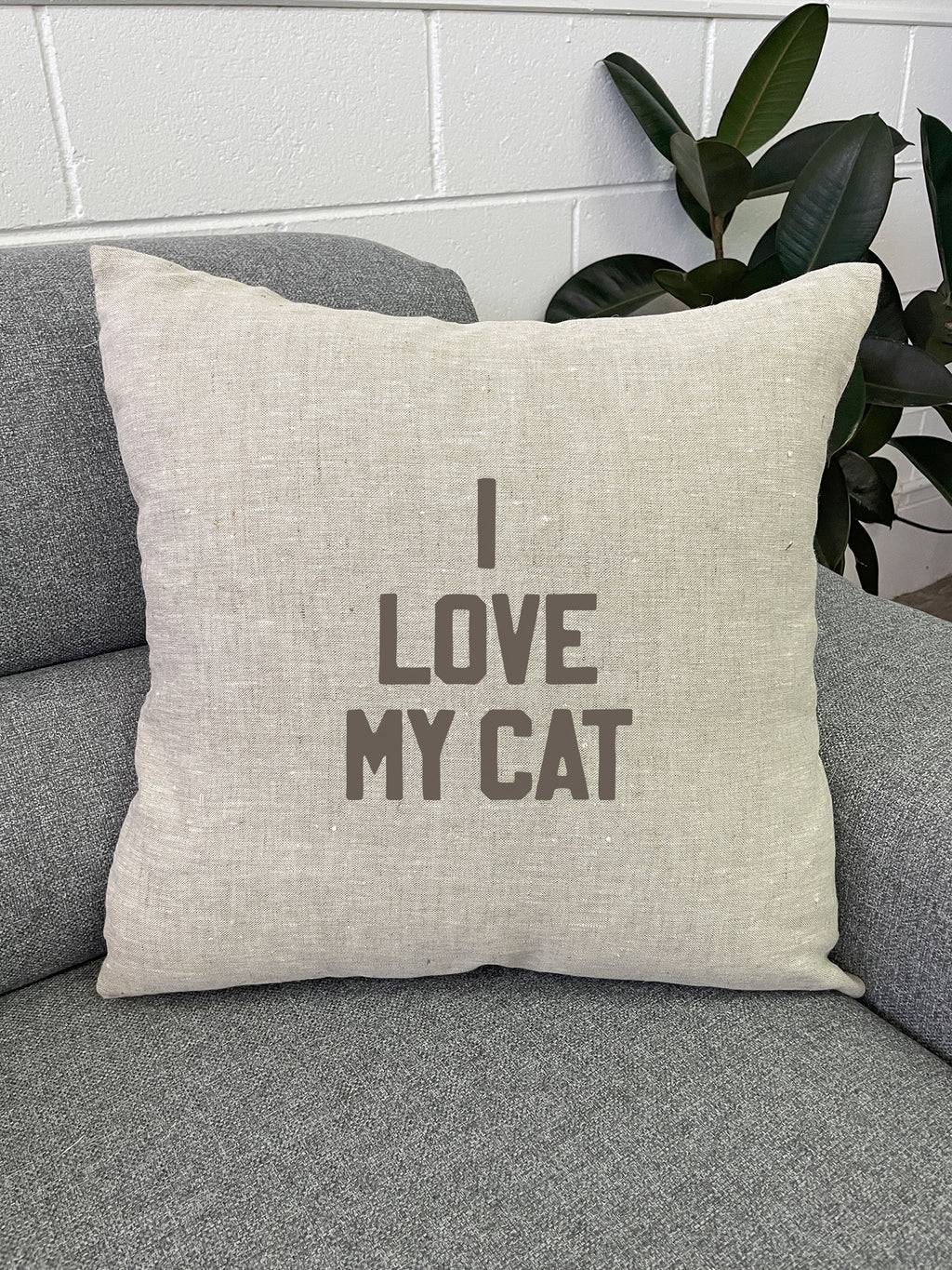 I Love My Cat Linen Cushion Cover