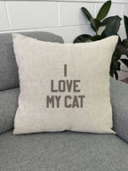 I Love My Cat Linen Cushion Cover