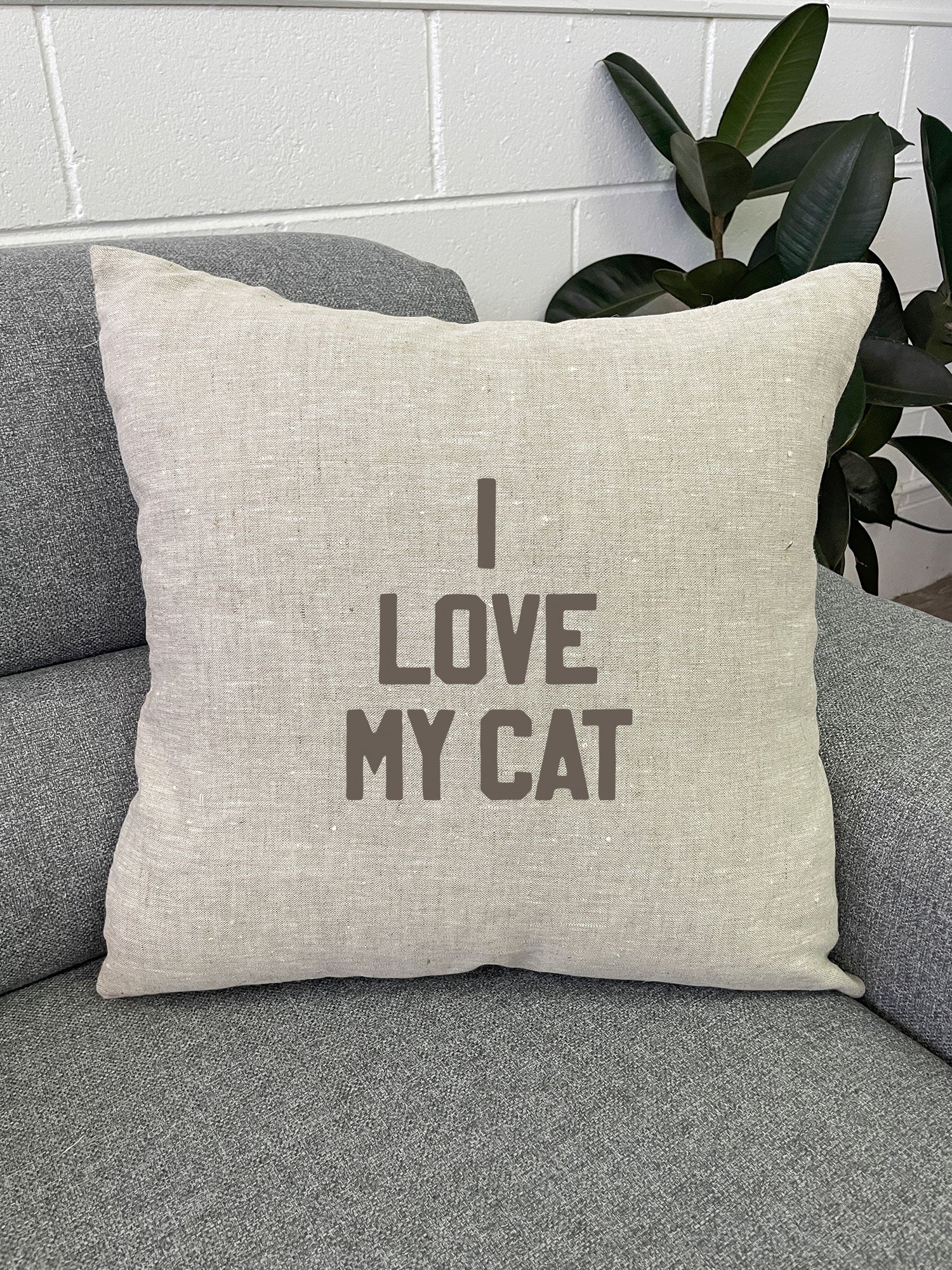 I Love My Cat Linen Cushion Cover