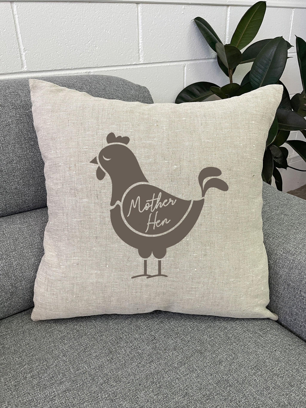 Mother Hen Linen Cushion Cover
