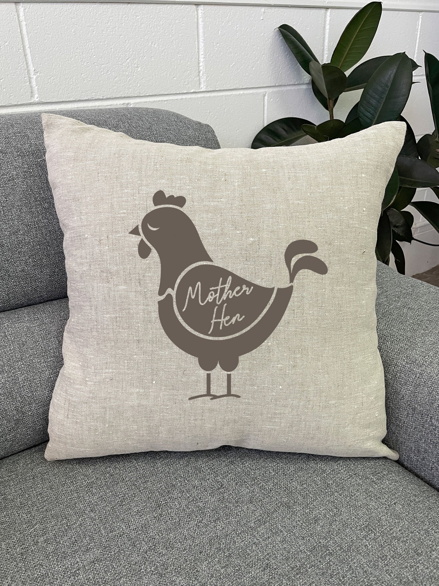 Mother Hen Linen Cushion Cover
