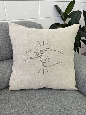 Paw Fist Bump Linen Cushion Cover