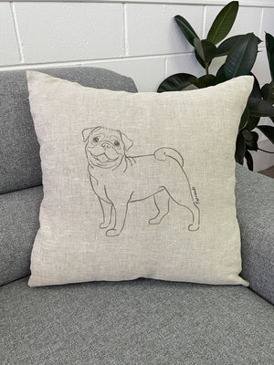 Pug Linen Cushion Cover