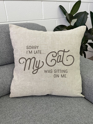 Sorry I'm Late Linen Cushion Cover