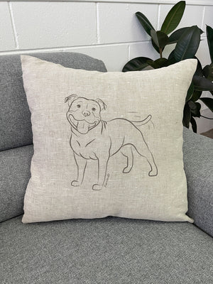 Staffordshire Bull Terrier Linen Cushion Cover