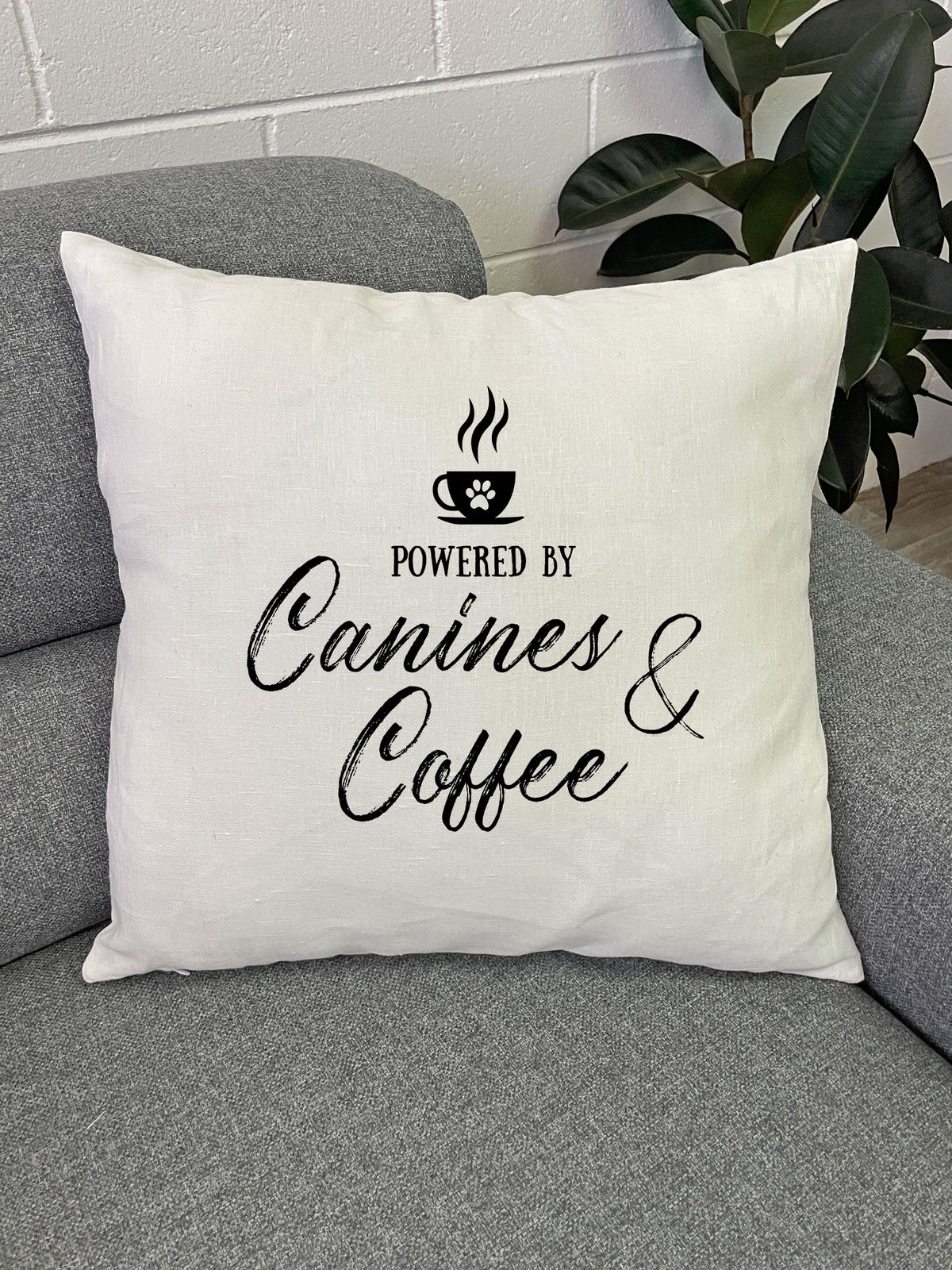 Canines &amp; Coffee Linen Cushion Cover